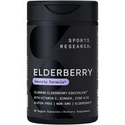 Sports Research Elderberry + D3 5000iu with Zinc Ginger & Vitamin C - Daily Immune Support Supplement for Adults - Non-GMO Project Verified (60 Veggie Capsules)