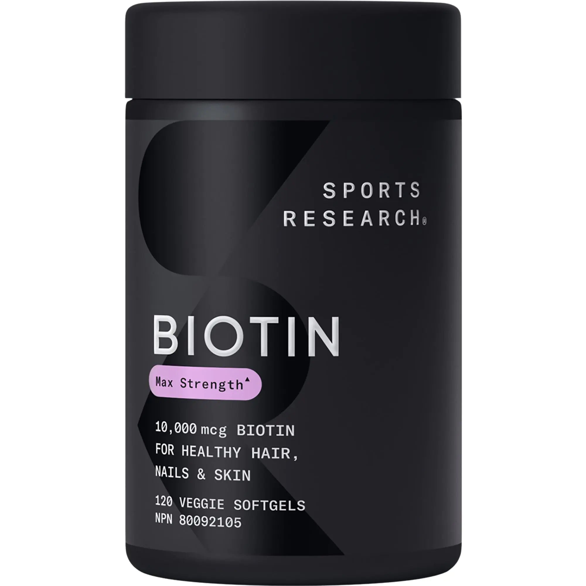 Sports Research Max Strength Vegan Biotin 10000mcg with Organic Coconut Oil - Helps to Maintain Healthy Hair Nails and Skin - Great for Women & Men - 120 Veggie Softgels