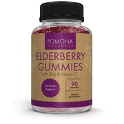 Pomona Wellness Elderberry Gummies with Zinc and Vitamin C for Immune Support 3-1 Chewable Black Elderberry Gummy Supplement for Kids and Adults Vegan 90 Gummies